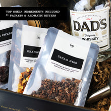 Load image into Gallery viewer, Make Your Own Whisky Kit | Infuse Oak Barrel Chips, Fruits, Spices, Bottles, Book, Funnel, Ice Ball Molds, Cool Whiskey Labels, DIY | Gifts for Father's, Dad, Men, Guys