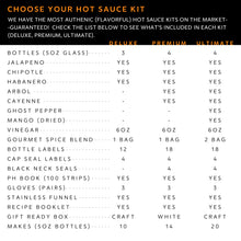 Load image into Gallery viewer, Deluxe Hot Sauce Making Kit, Ghost Pepper Edition, Gourmet Spice Blend, 3 Bottles, Fun Labels, Make your own, DIY (Deluxe Ghost Pepper Kit)