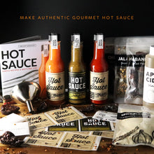 Load image into Gallery viewer, Deluxe Hot Sauce Kit, Chili Peppers, Gourmet Spice Blend, Bottles, Make your own homemade hot sauce at home