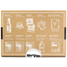 Load image into Gallery viewer, Deluxe Hot Sauce Kit, Chili Peppers, Gourmet Spice Blend, Bottles, Make your own homemade hot sauce at home