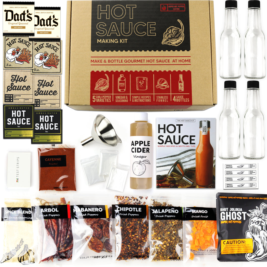 The Ultimate Hot Sauce Making Kit, 6 Peppers, 4 Bottles, Makes up to 20 Gourmet Bottles (Ultimate Kit)