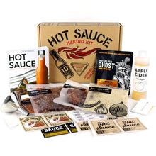 Load image into Gallery viewer, Deluxe Hot Sauce Making Kit, Ghost Pepper Edition, Gourmet Spice Blend, 3 Bottles, Fun Labels, Make your own, DIY (Deluxe Ghost Pepper Kit)
