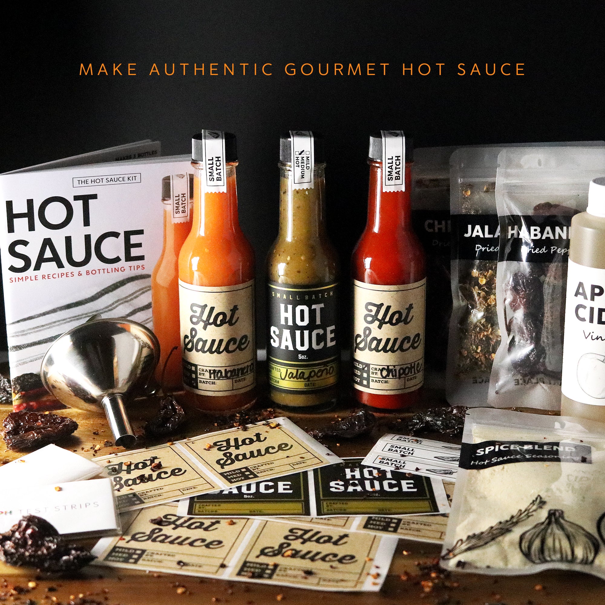 DIY Gift Kits Hot Sauce Making Kit Deluxe Edition, Gourmet Spicy Gift Set  for Men, Featuring 5th Generation Heirloom Peppers & Spice Blends, Natural  